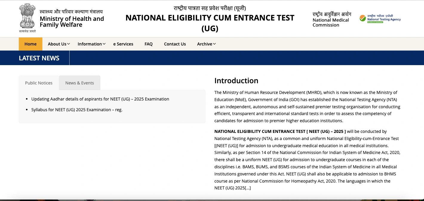 NEET UG 2025 Notification